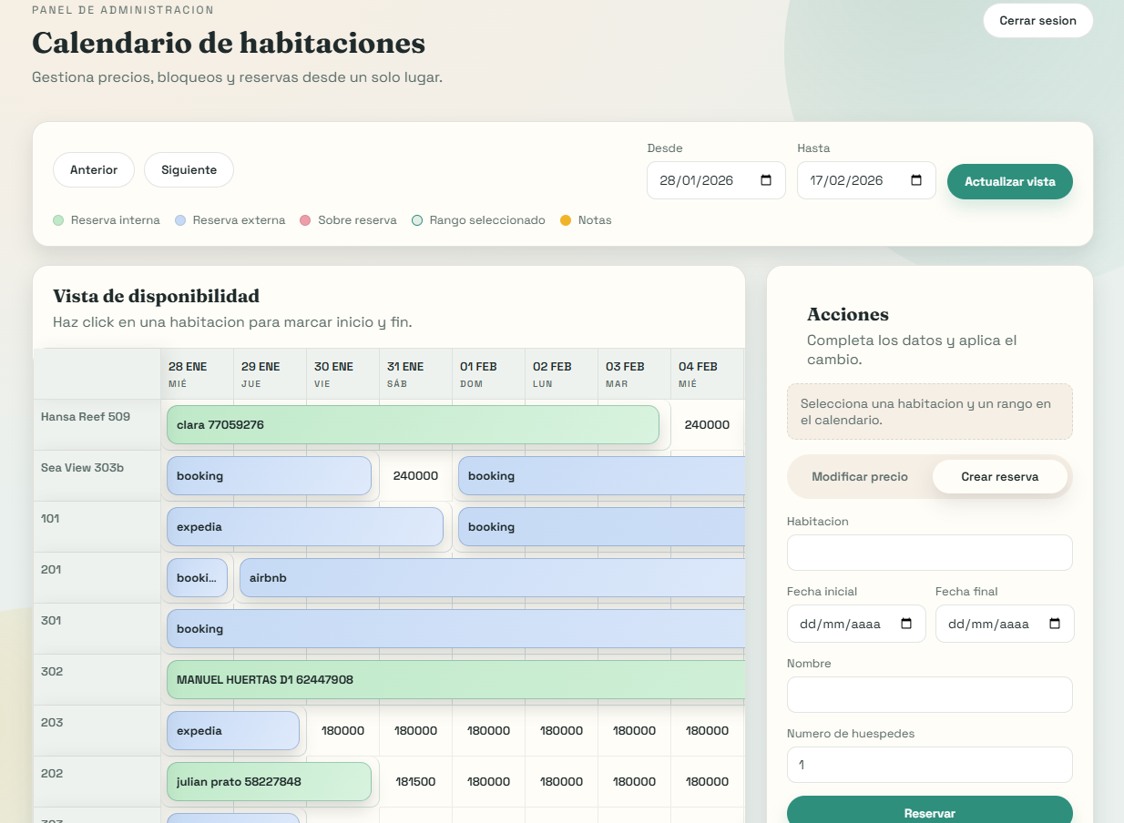 Internal booking operations dashboard